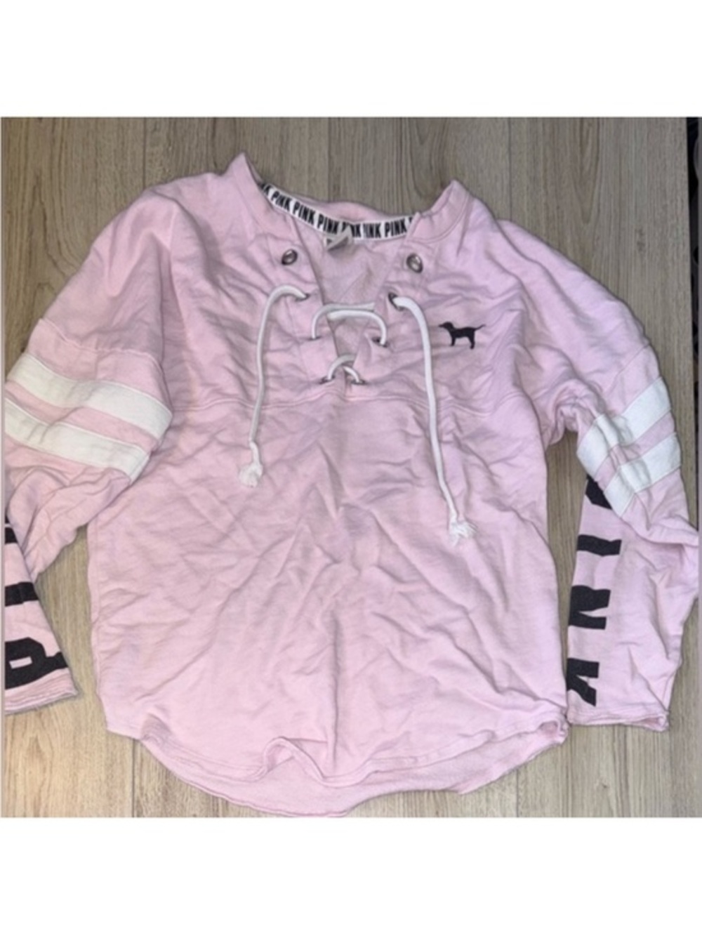 PINK Victoria's Secret Light Pink Lace-Up Sweatshirt